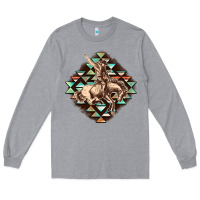 Heather Grey Aztec symbol rodeo Long Sleeve Tee - FaDigitalArtStudio