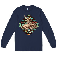 Navy Aztec symbol rodeo Long Sleeve Tee - FaDigitalArtStudio