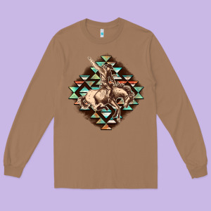 Aztec Symbol Rodeo Long Sleeve Tee Designed By Fadigitalartstudio