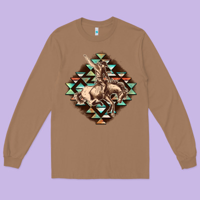 Aztec Symbol Rodeo Long Sleeve Tee Designed By Fadigitalartstudio
