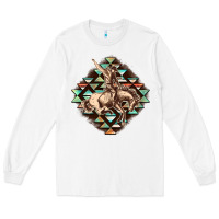White Aztec symbol rodeo Long Sleeve Tee - FaDigitalArtStudio