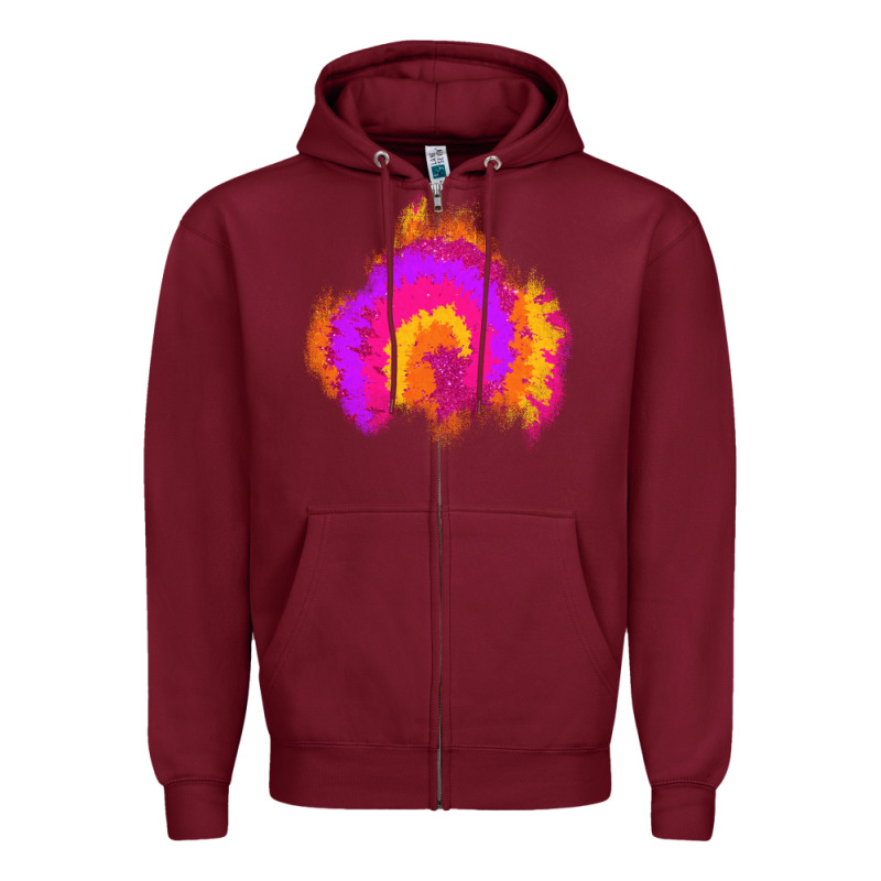 Tie Dye Glitter Patch Zipper Hoodie by AdoDesignShop | Teevron