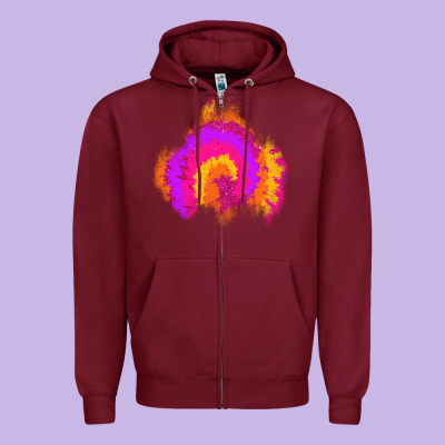 Tie Dye Glitter Patch Zipper Hoodie Designed By Adodesignshop