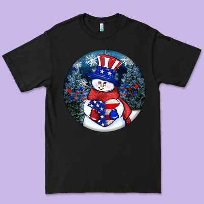 Patriotic Snowman Ornament 4th Of July Premium Tee Designed By Howdyjamesfarm
