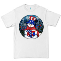 White Patriotic snowman ornament 4th of july Premium Tee - HowdyJamesFarm