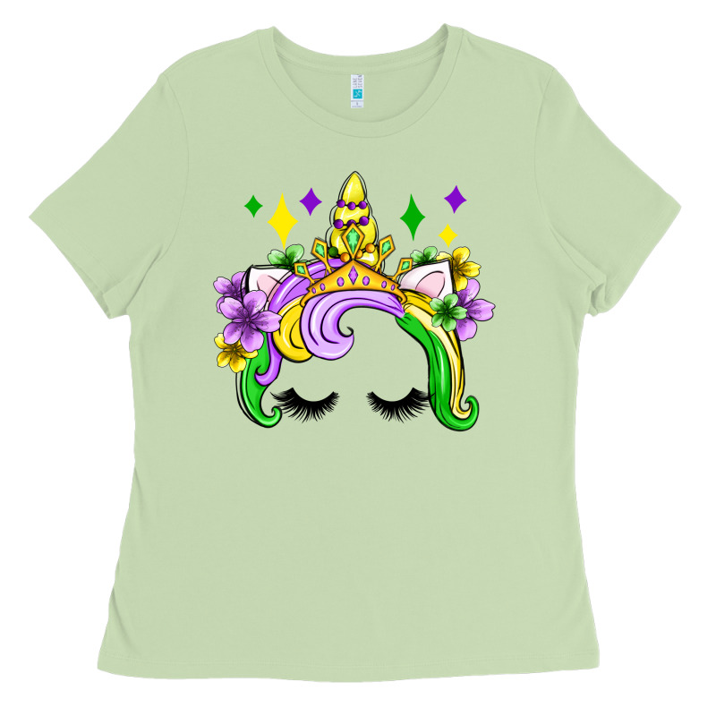 Unicorn Mardi Gras Olivia Ladies Tee by OliviaCreatesArt | Teevron