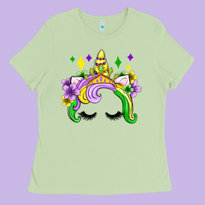 Unicorn Mardi Gras Olivia Ladies Tee Designed By Oliviacreatesart