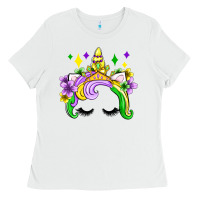 White unicorn mardi gras olivia Ladies Tee - OliviaCreatesArt