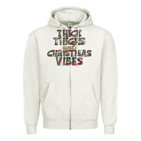 Oatmeal Heather thick thighs and Christmas vibes Zipper Hoodie - AdoDesignShop