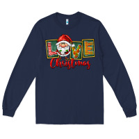 Navy Love Christmas Gnome Santa Long Sleeve Tee - FaDigitalArtStudio