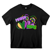 Black mardi gras heart Heavy Core Tee - CowGirlArtShop
