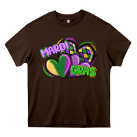 Chocolate Brown mardi gras heart Heavy Core Tee - CowGirlArtShop