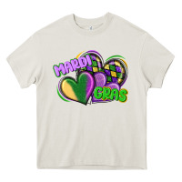 Cream mardi gras heart Heavy Core Tee - CowGirlArtShop
