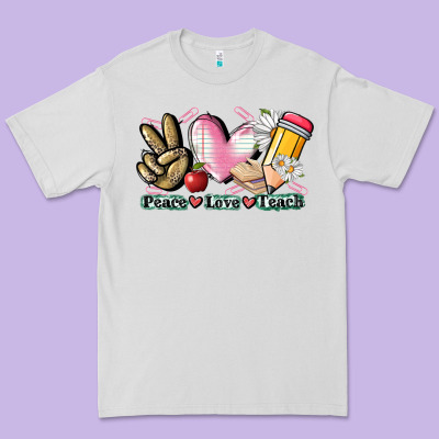Peace Love Teach Premium Tee Designed By Cowgirlartshop