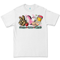 White Peace love teach Premium Tee - CowGirlArtShop