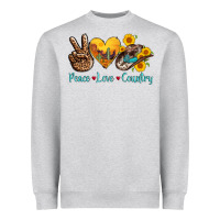 Heather Grey peace love country cowhide cowboy hat Heavyweight Sweatshirt - AdoDesignShop
