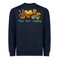 Navy peace love country cowhide cowboy hat Heavyweight Sweatshirt - AdoDesignShop