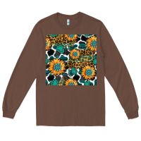 Chestnut gemstone sunflower leopard seamless pattern Long Sleeve Tee - BundleAndBundleShop