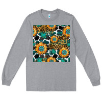 Heather Grey gemstone sunflower leopard seamless pattern Long Sleeve Tee - BundleAndBundleShop