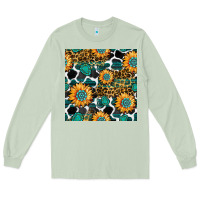Matcha gemstone sunflower leopard seamless pattern Long Sleeve Tee - BundleAndBundleShop