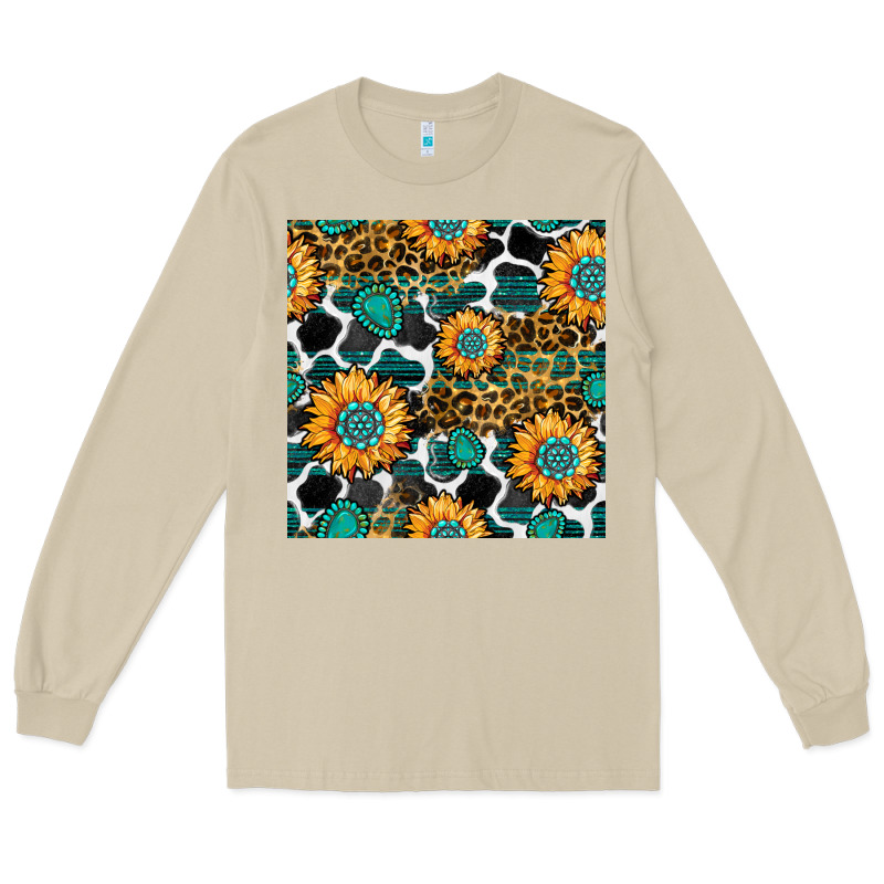 Gemstone Sunflower Leopard Seamless Pattern Long Sleeve Tee by BundleAndBundleShop | Teevron