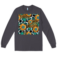 Smoke gemstone sunflower leopard seamless pattern Long Sleeve Tee - BundleAndBundleShop