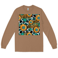 Toasted Coconut gemstone sunflower leopard seamless pattern Long Sleeve Tee - BundleAndBundleShop