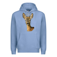 Colony Blue Red brocket Deer Head Premium Hoodie - LillyAllenDesigns