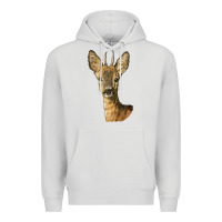 Dove Grey Red brocket Deer Head Premium Hoodie - LillyAllenDesigns