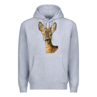 Heather Grey Red brocket Deer Head Premium Hoodie - LillyAllenDesigns