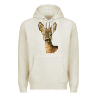 Oatmeal Heather Red brocket Deer Head Premium Hoodie - LillyAllenDesigns