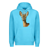 Ocean Blue Red brocket Deer Head Premium Hoodie - LillyAllenDesigns
