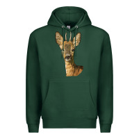 Sports Green Red brocket Deer Head Premium Hoodie - LillyAllenDesigns