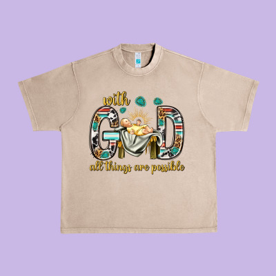 With God All Things Are Possible With Baby Jesus Bbs Urban Heavy Tee Designed By Bundleandbundleshop