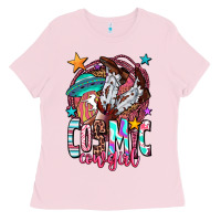 Bubblegum Pink cosmic cowgirl Ladies Tee - OliviaCreatesArt