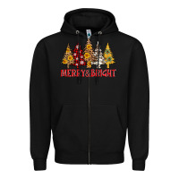 Black merry and bright leopard christmas trees Zipper Hoodie - AdoDesignShop