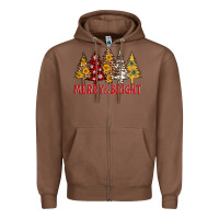 Chestnut merry and bright leopard christmas trees Zipper Hoodie - AdoDesignShop
