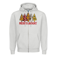 Merry And Bright Leopard Christmas Trees Zipper Hoodie | Teevron
