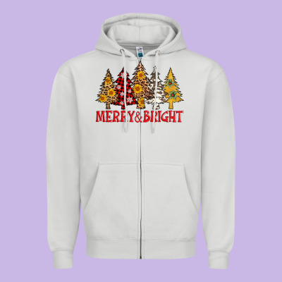 Merry And Bright Leopard Christmas Trees Zipper Hoodie Designed By Adodesignshop