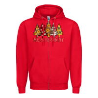 Red merry and bright leopard christmas trees Zipper Hoodie - AdoDesignShop