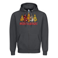 Smoke merry and bright leopard christmas trees Zipper Hoodie - AdoDesignShop