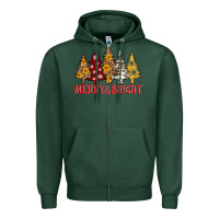 Sports Green merry and bright leopard christmas trees Zipper Hoodie - AdoDesignShop