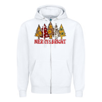 White merry and bright leopard christmas trees Zipper Hoodie - AdoDesignShop