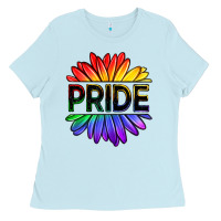 Baby Blue hippie pride sunflowers Ladies Tee - OliviaCreatesArt