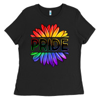 Black hippie pride sunflowers Ladies Tee - OliviaCreatesArt