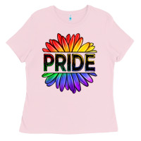 Bubblegum Pink hippie pride sunflowers Ladies Tee - OliviaCreatesArt