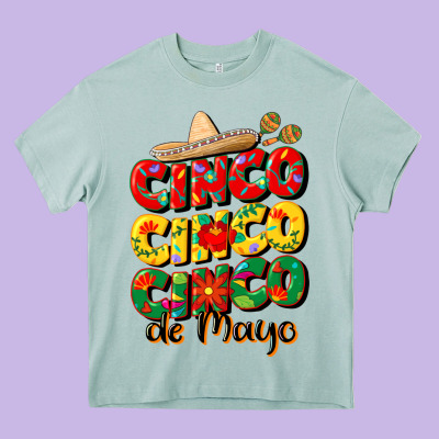 Cinco Cinco Cinco De Mayo Heavy Core Tee Designed By Cowgirlartshop