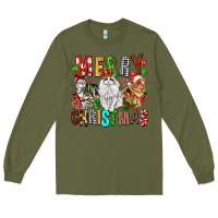 Army Green Merry christmas cats Long Sleeve Tee - FaDigitalArtStudio