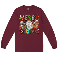 Burgundy Merry christmas cats Long Sleeve Tee - FaDigitalArtStudio