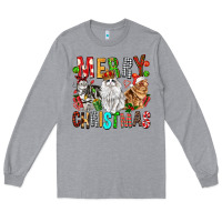 Heather Grey Merry christmas cats Long Sleeve Tee - FaDigitalArtStudio